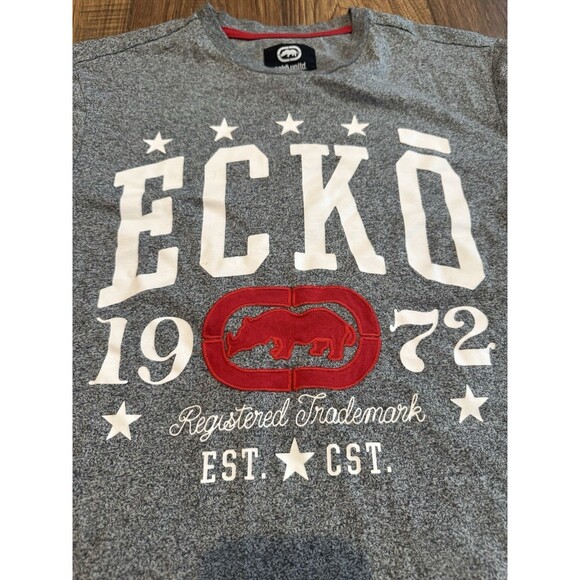 Vintage Y2K Ecko T-Shirt Mens Medium Gray Graphic Print Logo Rhino Hip Hop - Picture 2 of 4